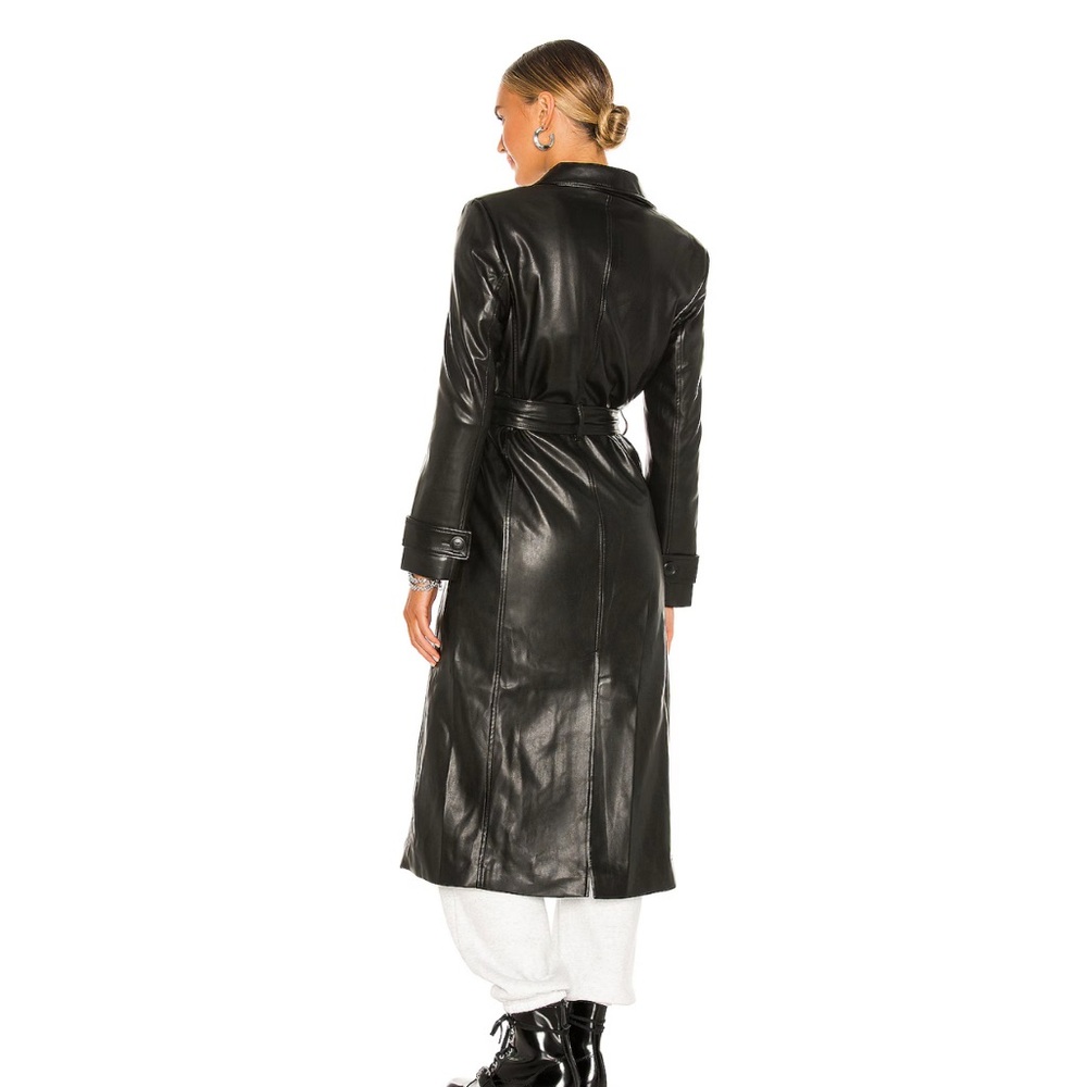 Bardot Black Double-Breasted Leather Jacket